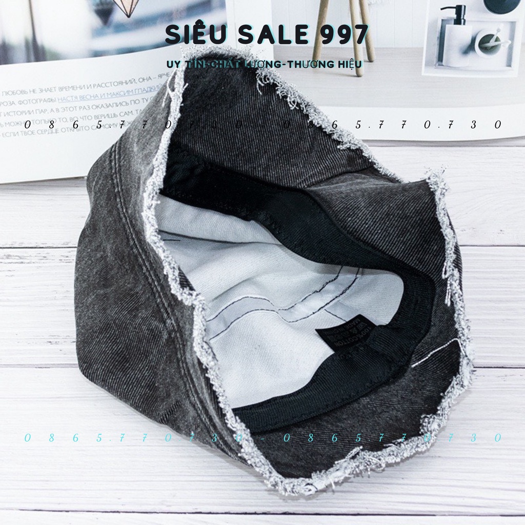 NÓN BO QC DENIM CỤP TRƠN RÁCH TUA NHẸ NHIỀU MÀU DỄ PHỐI ĐỒ