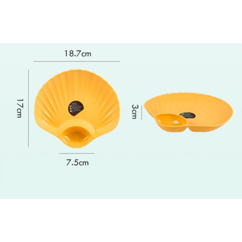 Combo 4 đĩa đựng thức ăn, trái cây hình vỏ sò 2IN1 có ngăn đựng gia vị siêu tiện lợi, set 4 đĩa sò chia ngăn siêu hot