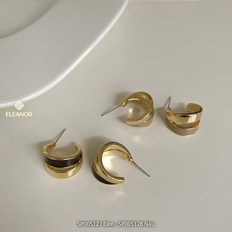 Bông tai nữ chuôi bạc 925 Eleanor Accessories phối hai màu độc đáo phụ kiện trang sức cá tính