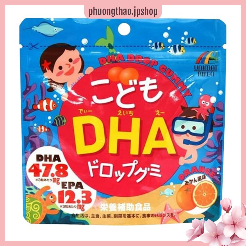 Kẹo bổ sung canxi cho bé Unimat Riken, kẹo bổ sung DHA Drop Gummy Nhật Bản gói 90 viên - PHUONGTHAO.JPSHOP