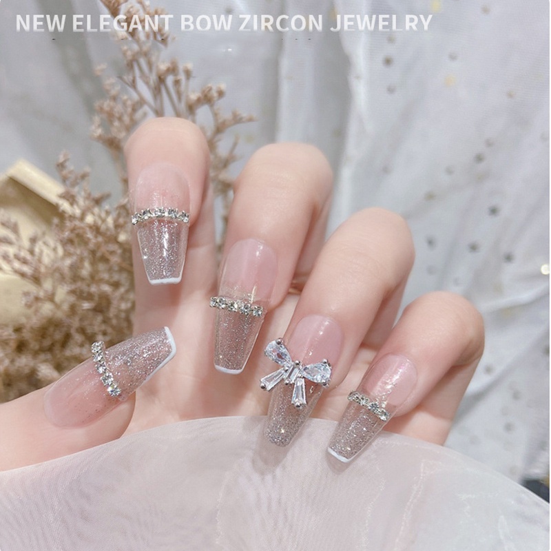 Set 2 Charm nơ đính móng tay, charm nail đính đá cao cấp, phụ kiện nail salon