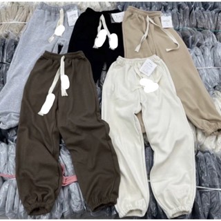 Quần JOGGER nỉ bo gấu phối dây rút bản to from rộng đủ màu, Quần bo chu ống rộng dáng Freesize