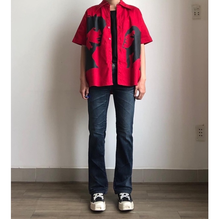 Áo Sơ Mi Shadowy Size M/L Color : Red Form : Oversize Chất Liệu : Denim | BigBuy360 - bigbuy360.vn