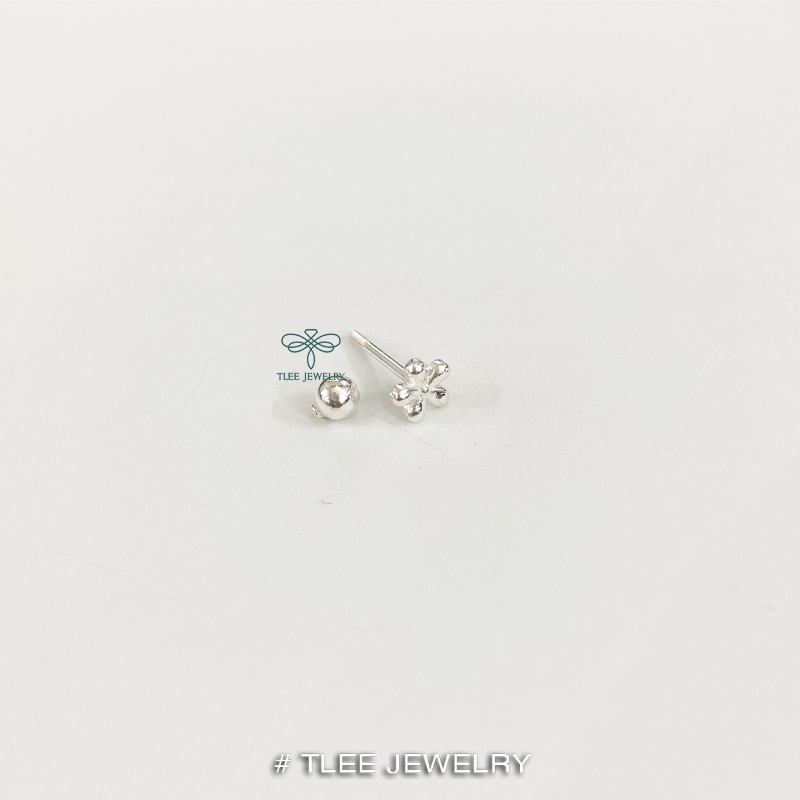 Bông tai bạc TLEE hoa nhí chốt bi vặn mini xinh xắn TleeJewelry B0334
