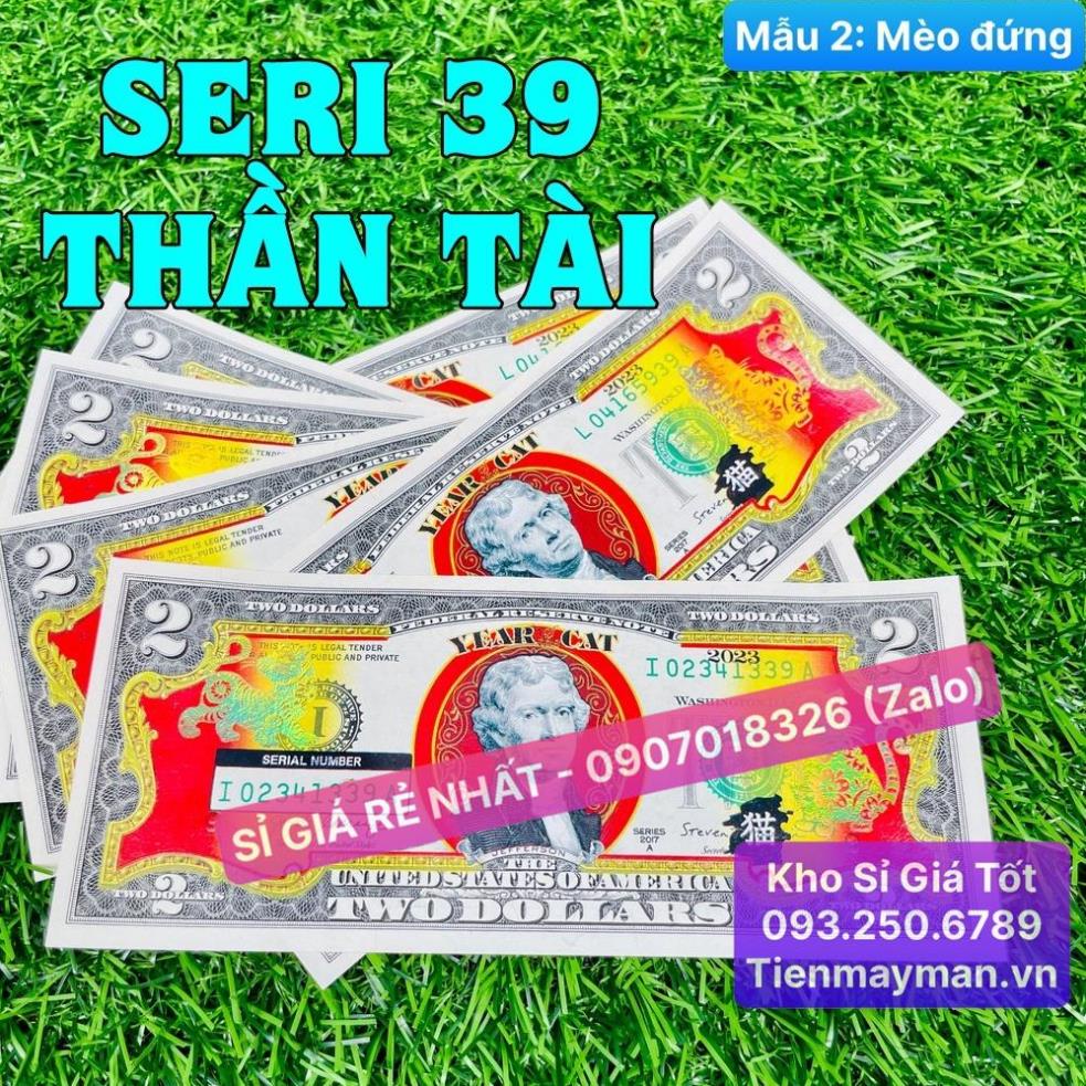 [VIP] SERI 39 THẦN TÀI - Tiền kỷ niệm Tết , Tờ 2 USD Mạ Vàng Con Mèo 2023 - Lì Xì Tết 2023 [MÈO ĐỨNG]