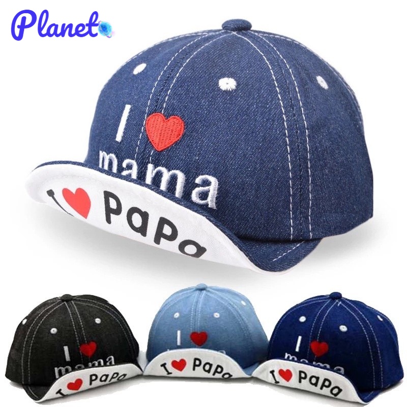 Planet Mũ Lưỡi Trai Denim Thêu Chữ Cho Bé Trai
