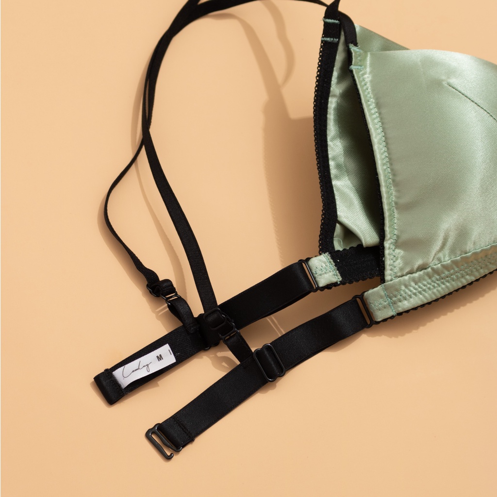 Áo lót mút mỏng bralette lụa V2 màu xanh mint Lamluy