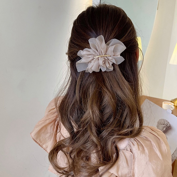 1 Kẹp Tóc Vải Voan Lưới Đính Hoa Xinh Xắn Cho Nữ