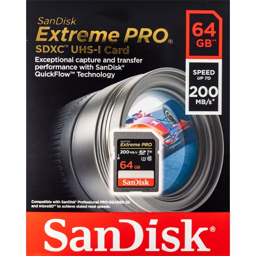 Thẻ nhớ Máy ảnh SDXC SanDisk Extreme Pro 64GB UHS-I U3 4K V30 R200MB/s W90MB/s (Đen) - Nhất Tín Computer
