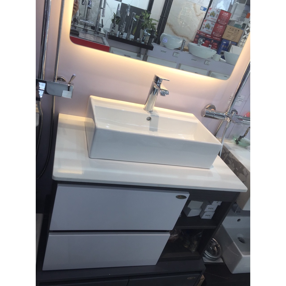 chậu lavabo hình chữ nhật đặt bàn , có thể treo tường.