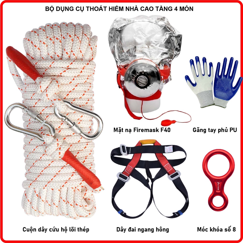 BỘ DỤNG CỤ DÂY THOÁT HIỂM NHÀ CAO TẦNG  - giúp thoát hiểm khi có cháy nổ, hỏa hoạn trong chung cư cao tầng