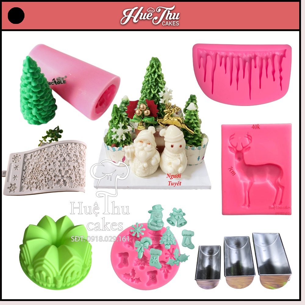 Khuôn Rau Câu Chủ Đề Giáng Sinh Noel (nhiều mẫu) Cây Thông, Người Tuyết, Ông Già Noel, Bông Tuyết
