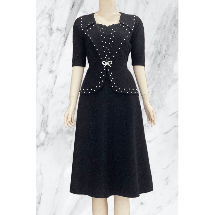 Đầm Kim Tuyến đính hạt châu  trung niên cho mẹ dự tiệc size 50-65kg