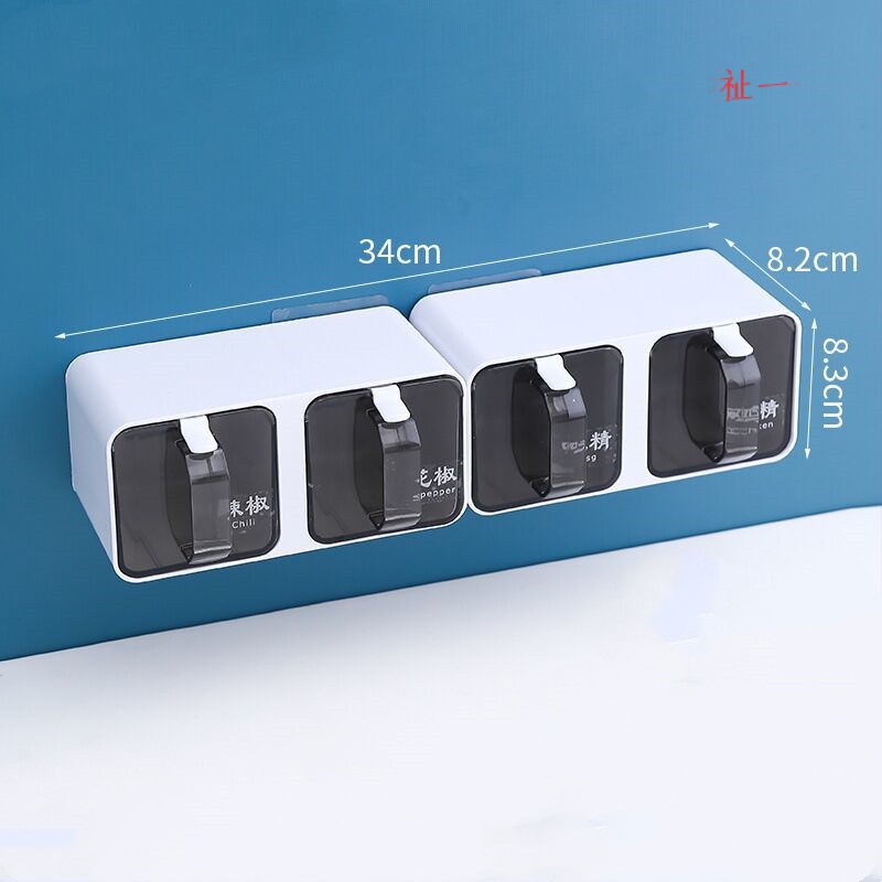 Set Hộp Nhựa Đựng Gia Vị MSG Dạng Ngăn Kéo Gắn Tường Phong Cách Mới Kèm Muỗng Cho Nhà Bếp