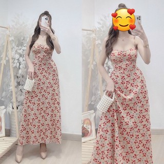 Đầm maxi 2 dây cúp ngực lụa mango