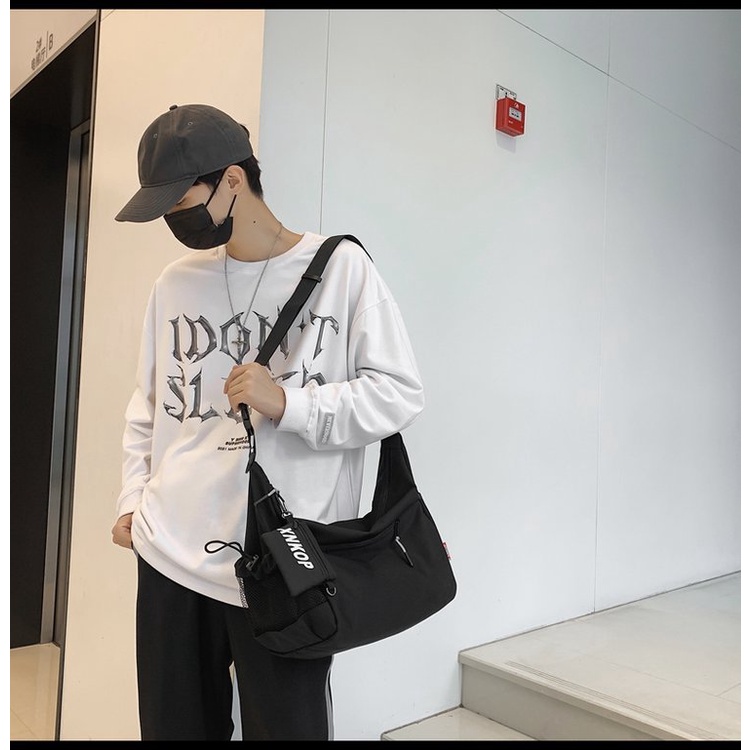 Túi Đeo Vai Màu Trơn Sức Chứa Lớn Phong Cách Nhật Bản Cho Nam