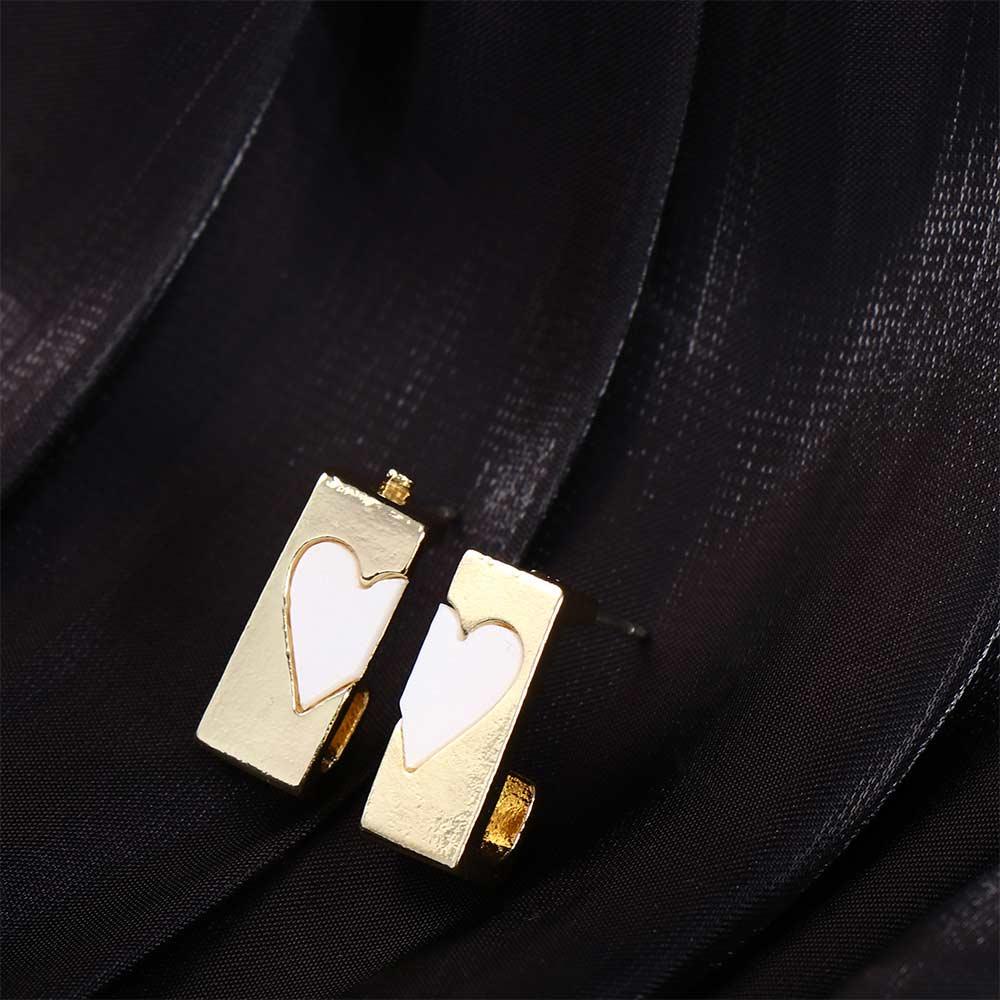 Khuyên Tai Kim Loại Hình Vuông Trái Tim Sang Trọng Phong Cách Retro Cho Nữ