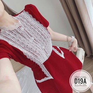 BIGSIZE Đầm nhung ren phối D19A