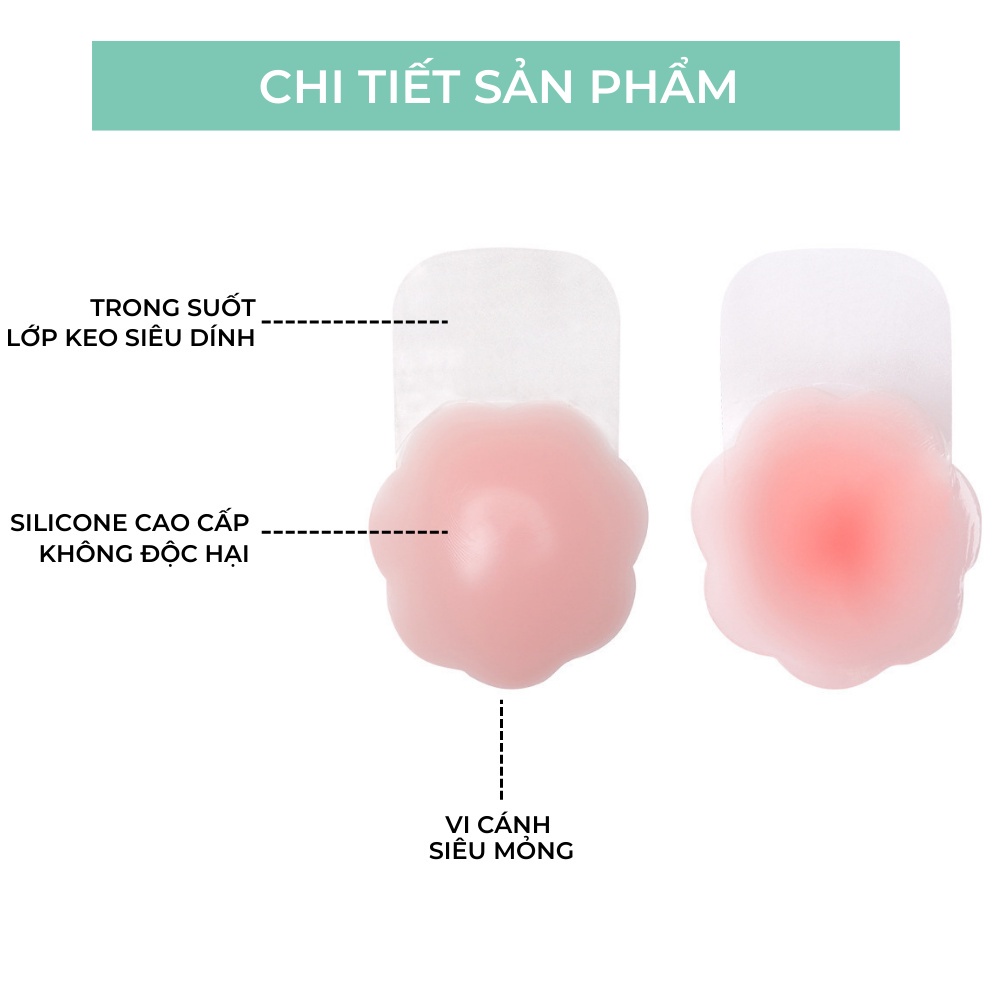 Miếng dán ngực Siliconcao cấp hình nhũ hoa, Cặp miếng dán nâng ngực chống chảy xệ