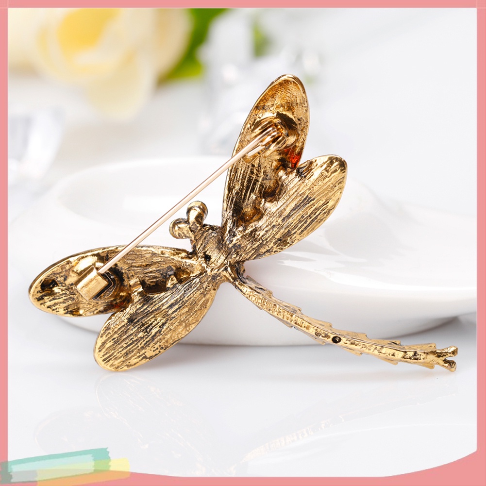 Ghim Cài Áo / Khăn Choàng Hình Chuồn Chuồn Đính Đá Nhiều Màu Kiểu Vintage