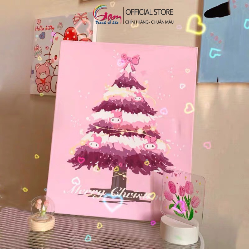 Tranh số hoá tự tô màu theo số Giáng Sinh Cây Thông Noel GAM trang trí làm quà tặng ý nghĩa COCI