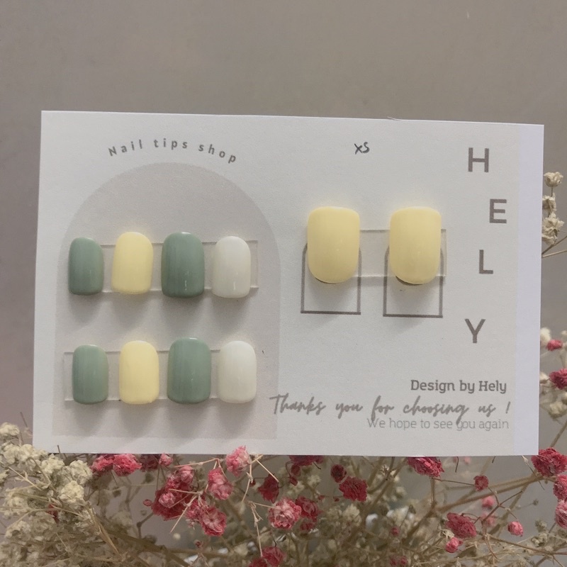 Nailbox Hely - Móng giả thiết kế, tự gắn kèm keo dán - Tông hoạ tiết, màu p.a.s.t.e.l