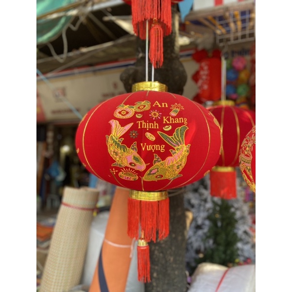 ĐÈN LỒNG TẾT VẢI NHUNG XẾP NHŨ VÀNG CAO CẤP TRANG TRÍ TẾT 2023