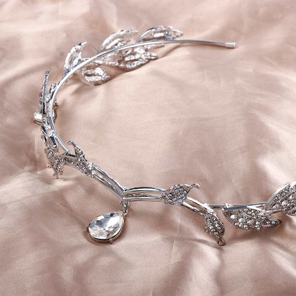 Băng Đô Cài Tóc Hình Chiếc Lá Phong Cách Retro|Vương Miện Cô Dâu Thiết Kế Sang Trọng Cao Cấp