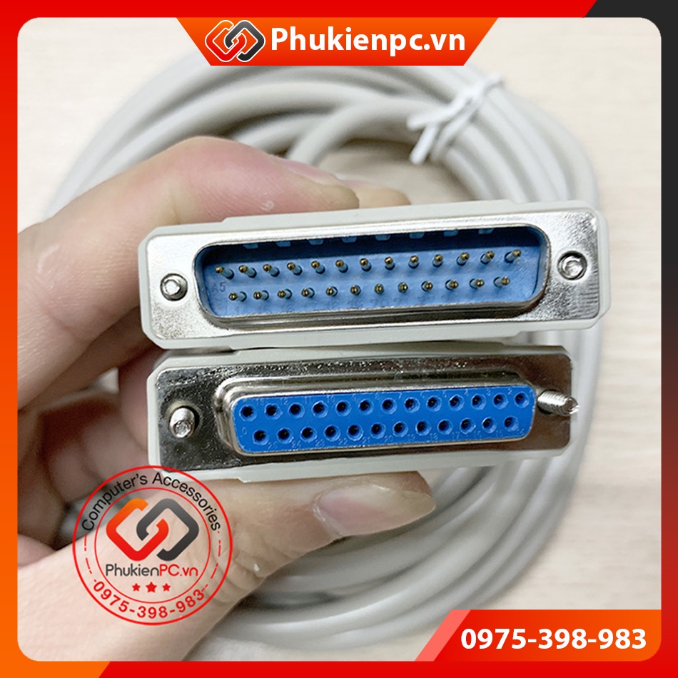 Cáp COM DB25 Male to DB25 Female dài 5M (DB15 chân đực sang cái) dùng cho máy công nghiệp, thiết bị điện tử, máy in LPT