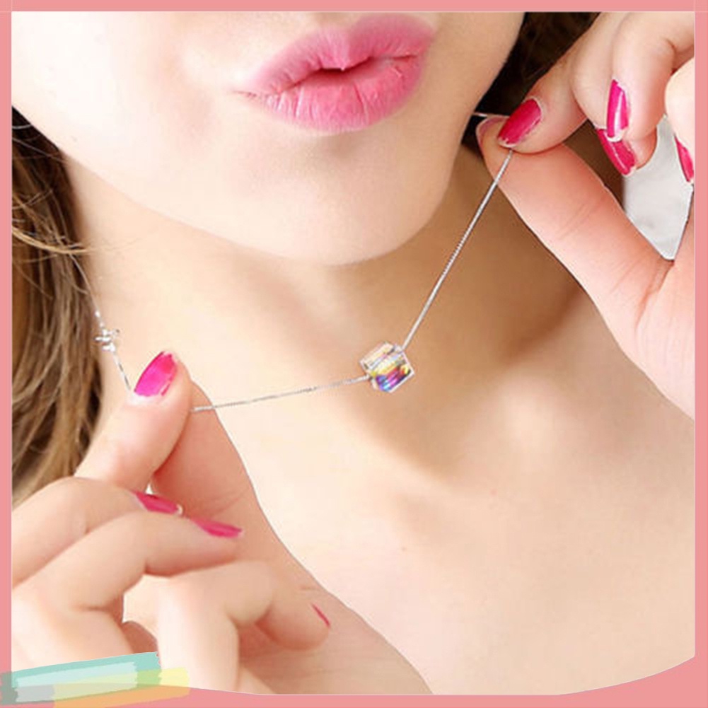 Dây chuyền mặt khối lập phương đa sắc thời trang