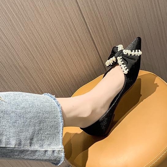 Giày Búp Bê Mũi Nhọn Đế Mềm Đính Nơ Thời Trang Xuân Thu 2022 Cho Nữ