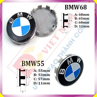 Logo chụp mâm, ốp lazang bánh xe ô tô BMW - Đường kính 68mm và 55mm - Nhựa ABS