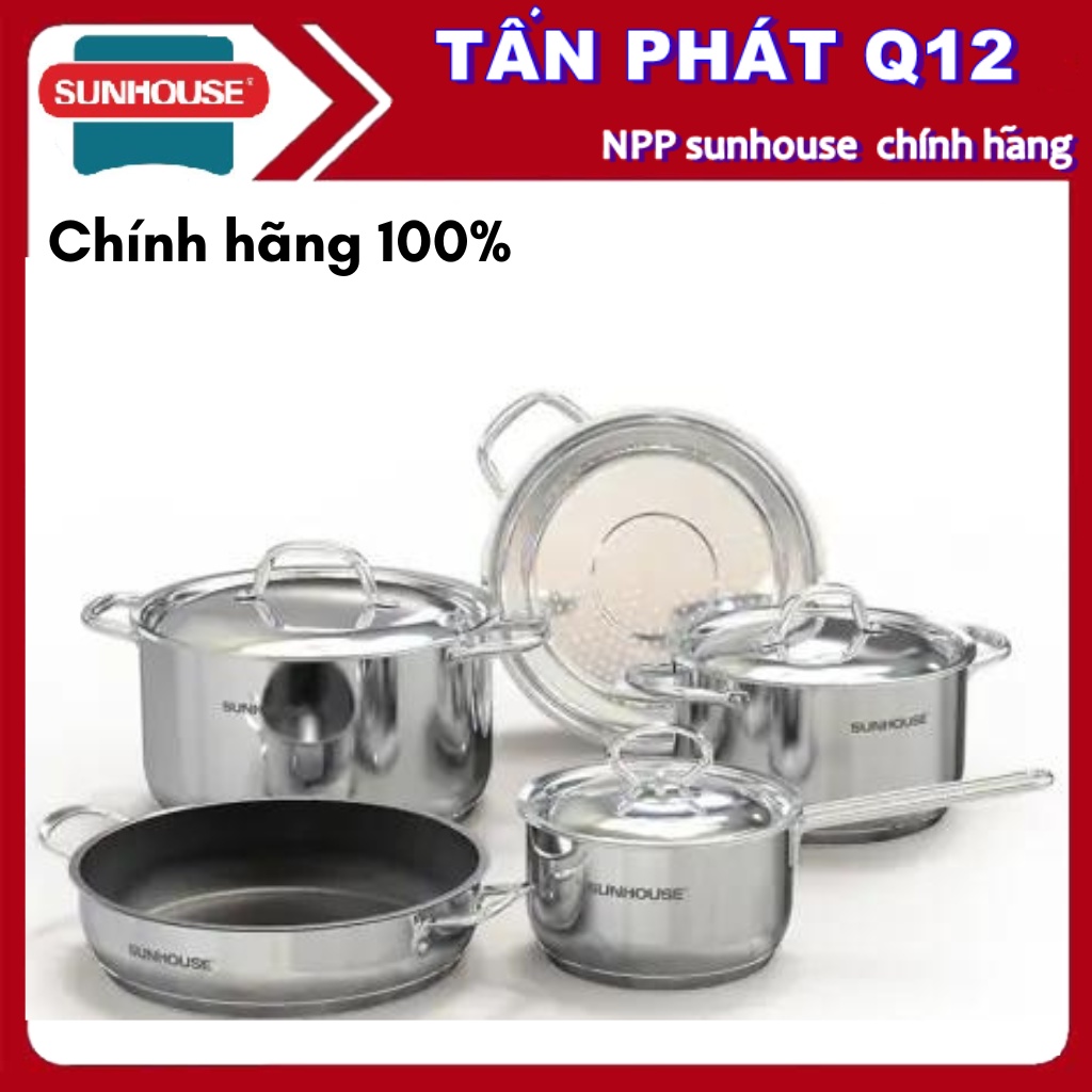 BỘ NỒI CHẢO INOX 5 ĐÁY SUNHOUSE SHG995 CÓ BÁN LẺ TỪNG MÓN
