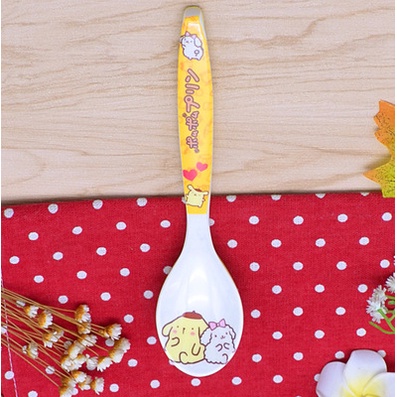 Bộ Tô Muỗng Nĩa Họa Tiết Hoạt Hình hello kitty Doremon melody mickey melody ty1 Dễ Thương Chống Rơi Cho Bé yt1
