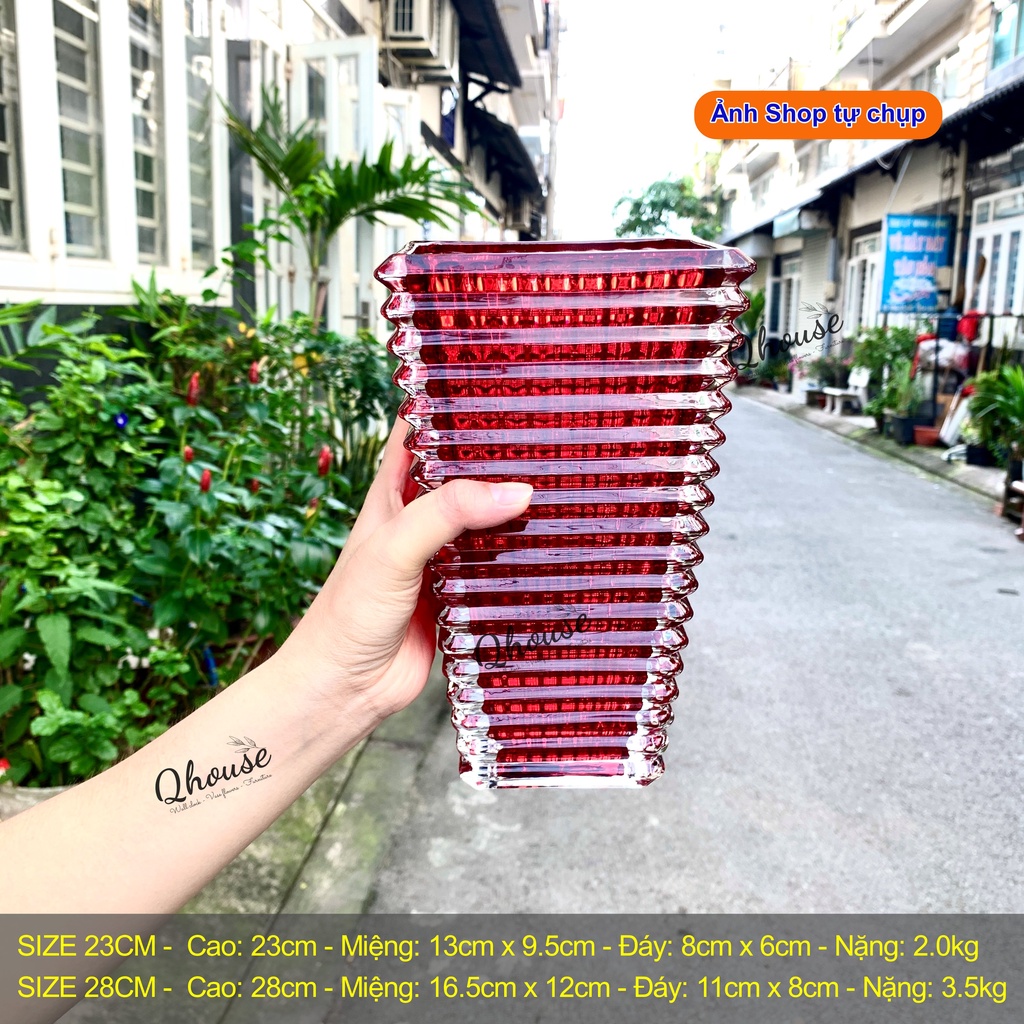 Lọ hoa decor tháp ly độc đáo Qhouse , bình hoa thuỷ tinh trang trí phòng khách, để bàn làm việc đẹp sang trọng