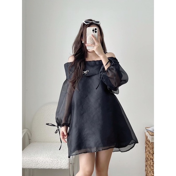 VÁY / ÁO VÁY TRỄ VAI VOAN 2 LỚP KÈM TAG ĐÁ