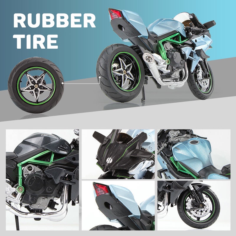 Mô Hình Xe Hơi Kawasaki Ninja H2R Tỉ Lệ 1: 12 Bằng Hợp Kim Có Đèn Và Nhạc Độc Đáo Thú Vị Cho Bé