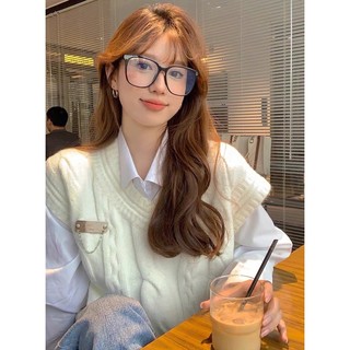 Áo gile len nữ ulzzang thổ cẩm hàn quốc cổ v dáng rộng tùy chiều cao - 061