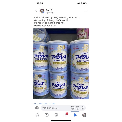 Date 11.2023 Combo 2 hộp Sữa Glico số 1 (820g) (hàng công ty SNB)