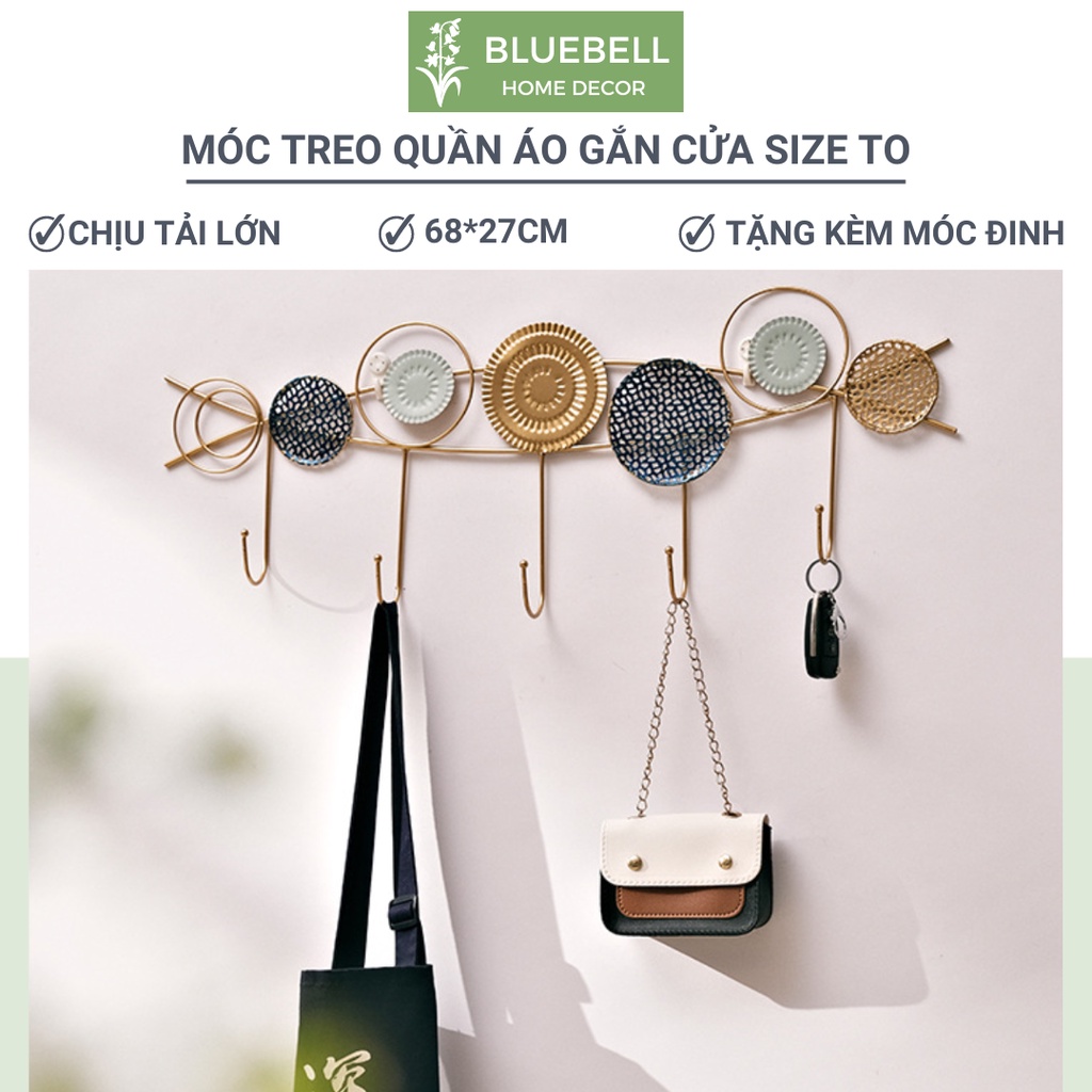 Móc Treo Quần Áo Gắn Cửa, Tường Không Khoan Kích Thước Lớn, Chịu Tải Lớn, Thanh Móc Bằng Sắt BlueBell