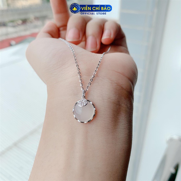 Dây chuyền bạc nữ chữ Phúc đá chất liệu bạc 925 thời trang phụ kiện trang sức Viễn Chí Bảo D000032