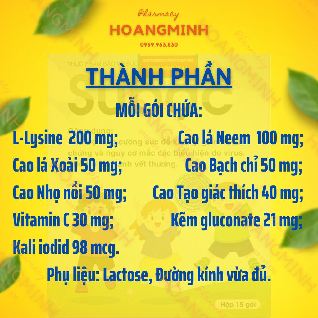 Cốm Su Bạc [Hộp 15 Gói] Cốm Subac Hỗ Trợ Tăng Sức Đề Kháng Cho Trẻ, Bổ Sung Lysine, Vitamin C