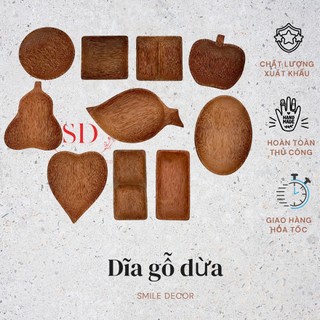 Đĩa gỗ dừa đựng đồ ăn , trang trí chụp ảnh Smile Decor - Coconut wooden plates