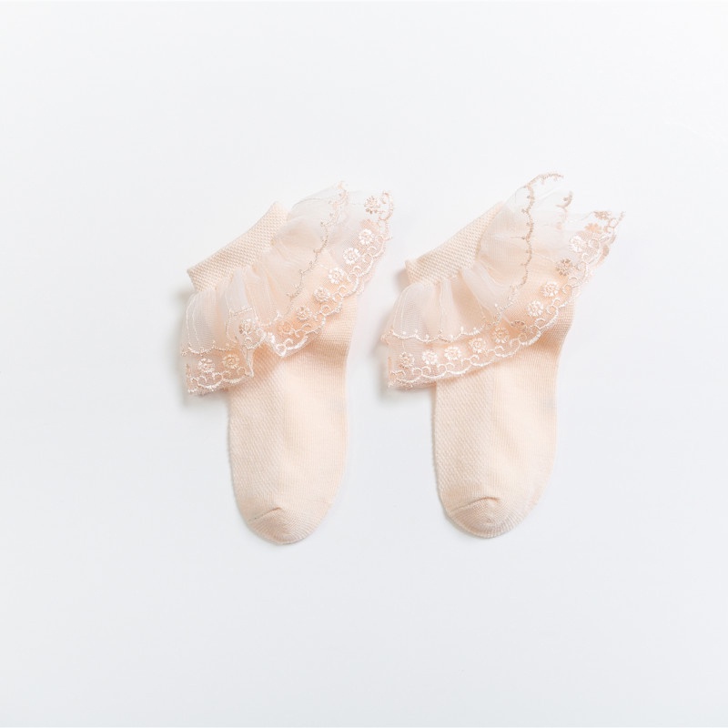 2-7 tuổi Vớ Công Chúa Bằng Cotton Phối Ren Thoáng Khí Cho Bé Gái
