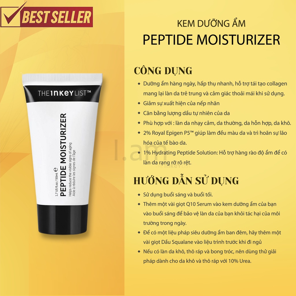 Kem dưỡng ẩm Peptide moisturizer The INKEY List