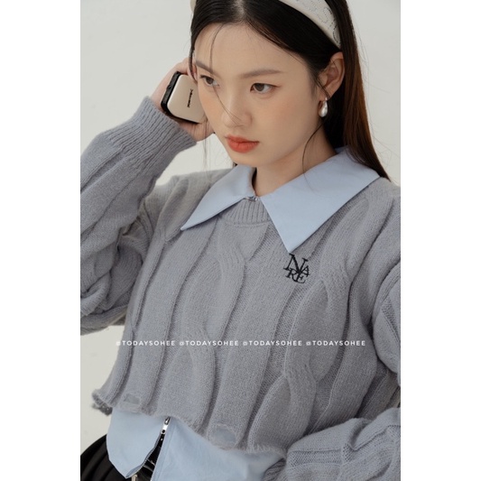 Croptop len thêu logo