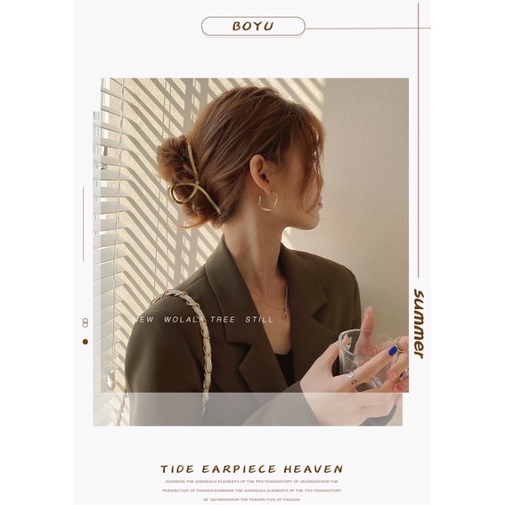 Kẹp Tóc Kim Loại Cỡ Lớn Nhiều Mẫu Phong Cách Hàn Quốc