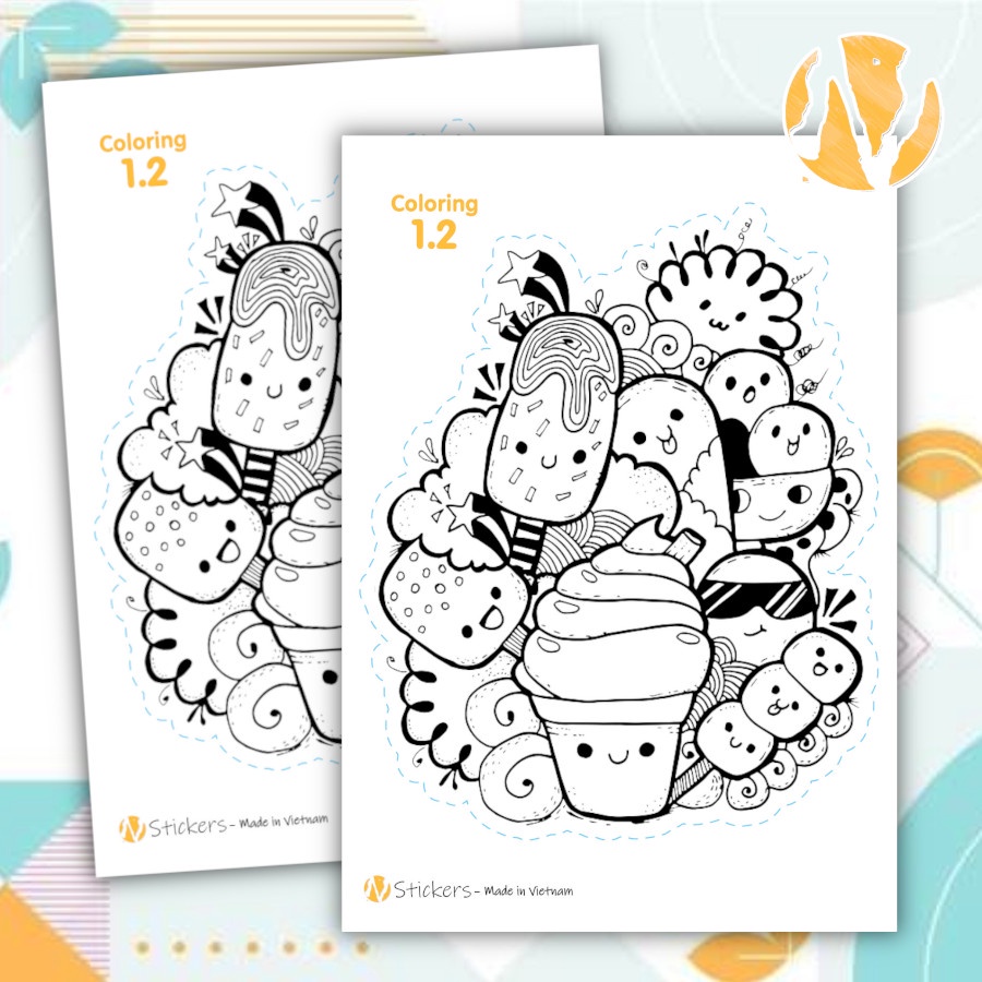 Sticker tự tô màu, tự cắt D1