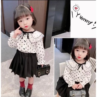 Sét áo sơ mi chân váy xếp ly học sinh cho bé gái. Sét áo sơ mi chân váy đi học bé gái