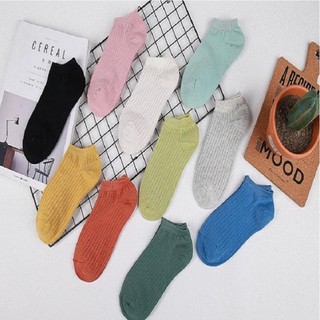 Tất len tăm cổ ngắn chất cotton mềm mịn kiểu dáng Hàn Quốc, vớ unisex AT41